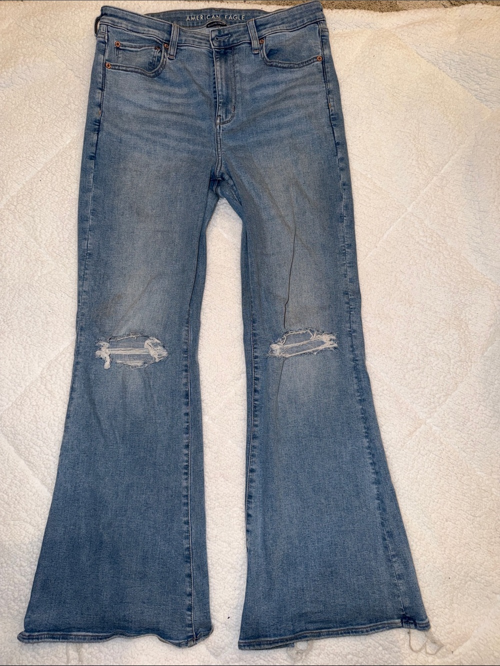American Eagle Outfitters Light Blue Distressed Flare Jeans